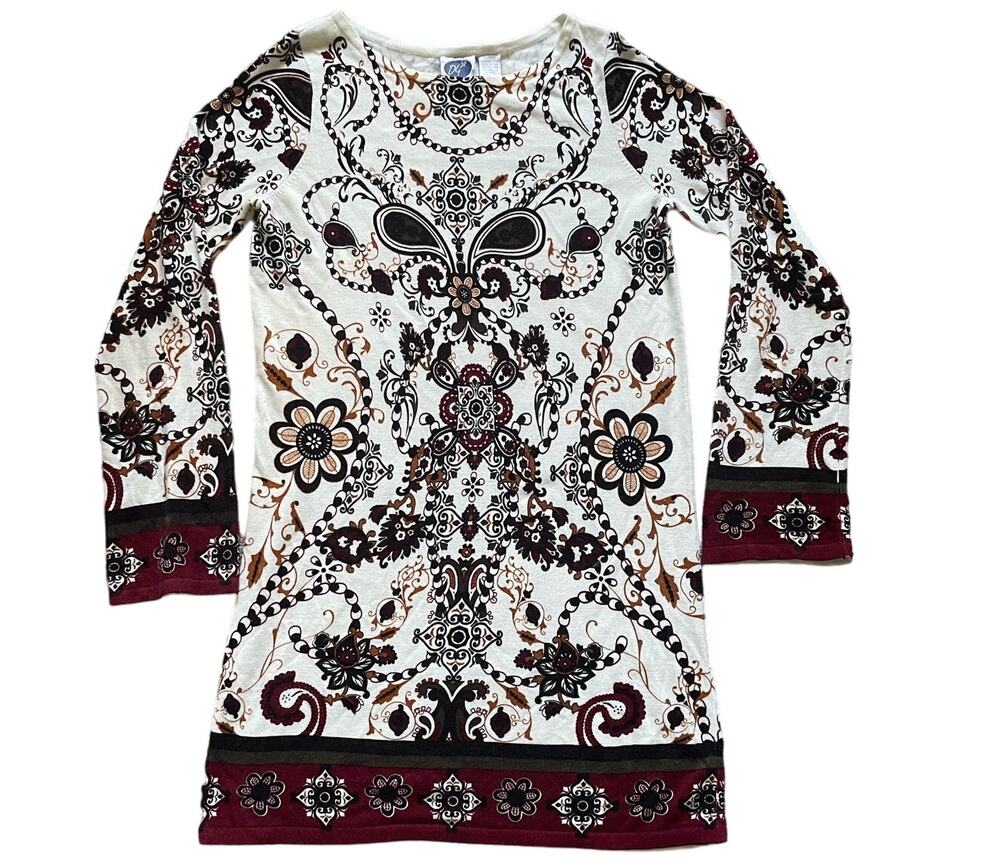 Vintage Diane Gilman Womens Floral Sweater Dress Size Large Holiday Paisley - Picture 1 of 6
